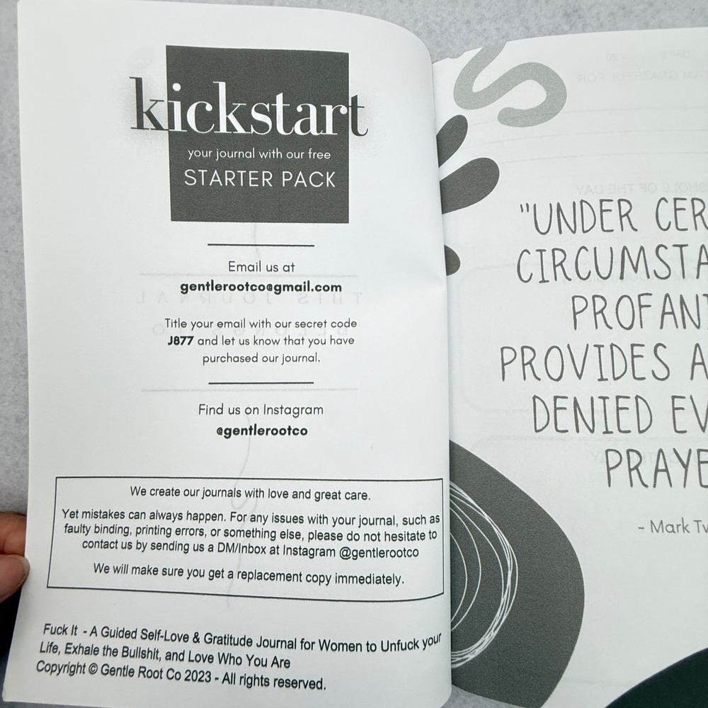 Fu*k It: Guided Gratitude Journal Sweary Self-Care Daily Prompts Gentle Root Co - Picture 3 of 6